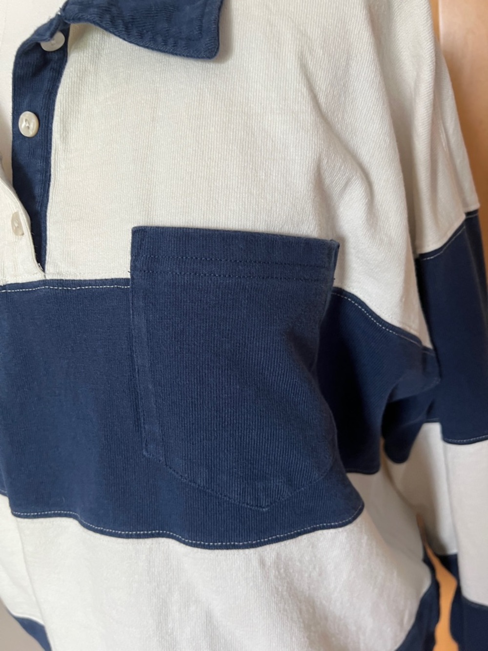 Madewell Navy and Cream Striped Rugby Shirt - Picture 3 of 7